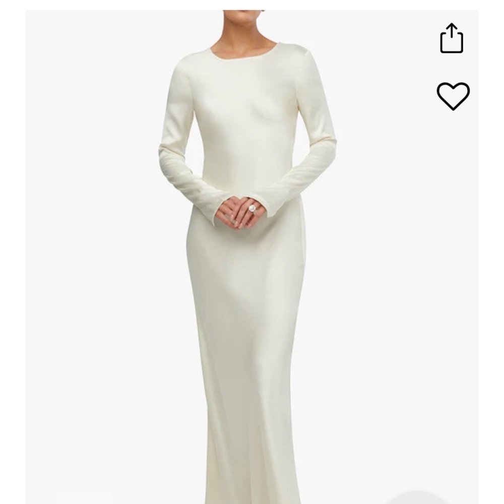 WeWoreWhat Cream Long Sleeve Backless Gown with Bishop Sleeves